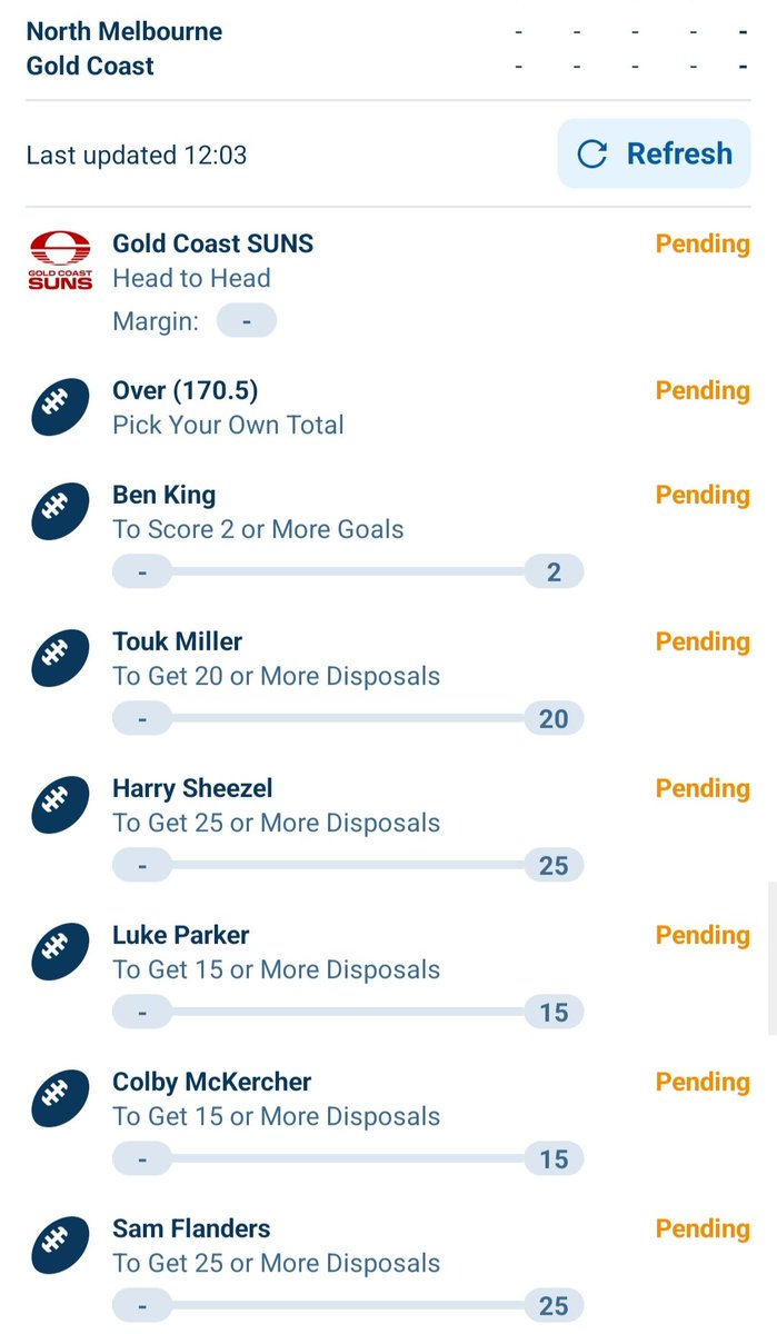 MultiTrackMhm's tweet photo. 💥ROOS v SUNS! 8 game same leg multi.$5.25 Good Luck! 💥#MultiTrackMhm #AFL https://t.co/rEus0pLJAY