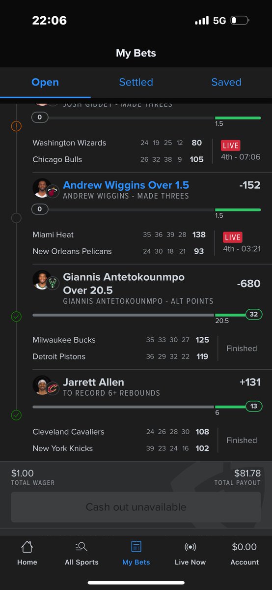 Ffernand31's tweet photo. @FDSportsbook I am going to delete this app. It goes from not giving you the option to cash out the first 3 quarters of a basketball ball game. To giving you the option but not letting you cash out on the 4th quarter. https://t.co/3McKuLNQwH