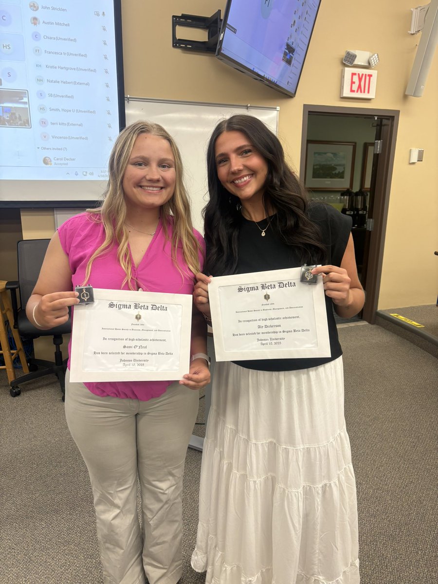 JURoyalsSB's tweet photo. So incredibly proud of Aly and Sami for being inducted into the Sigma Beta Delta National Honor Society for Business. Beautiful, Smart and Athletic!  Congratulations girls https://t.co/a1Wt2iSNow