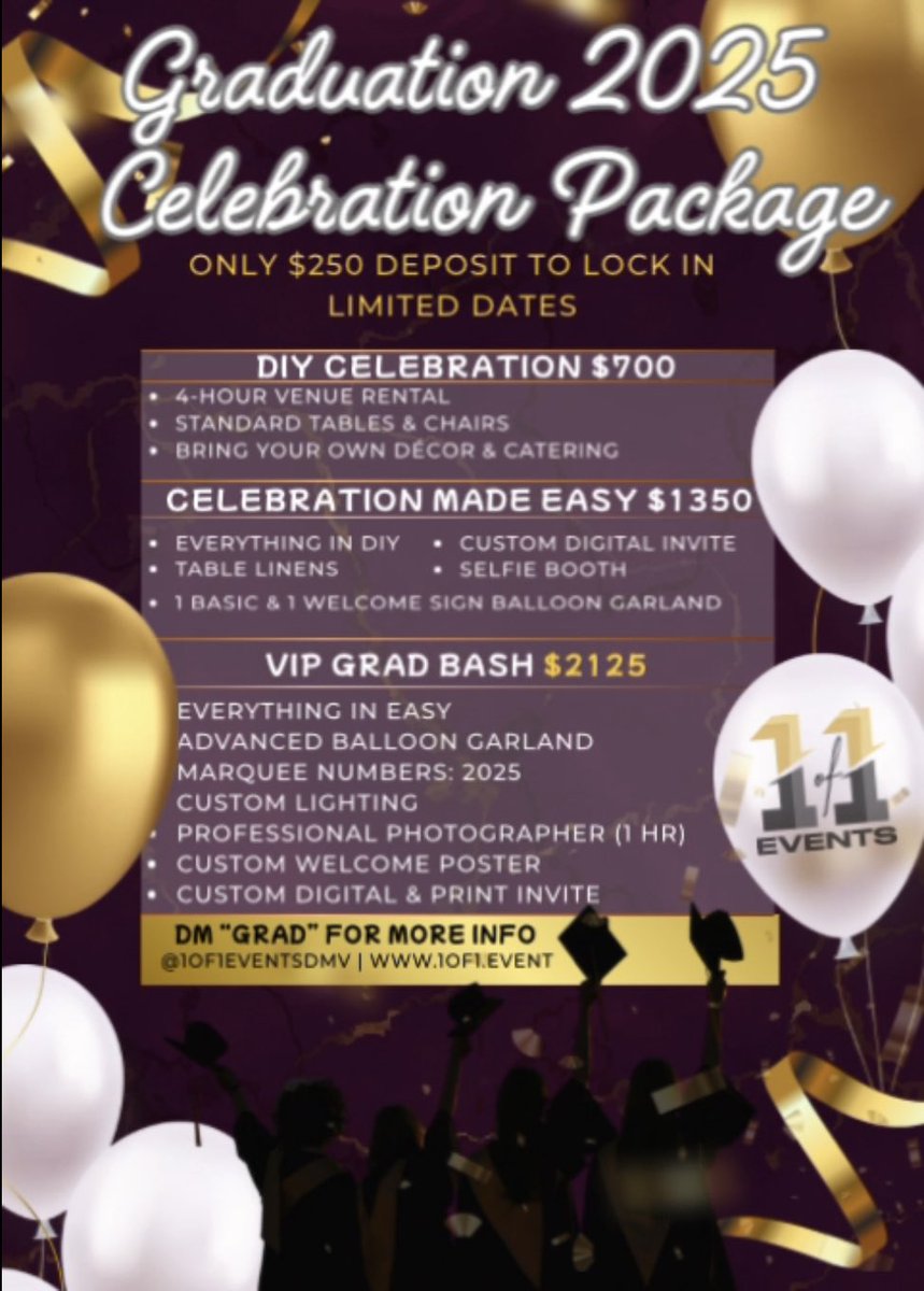 1of1EventsDMV's tweet photo. Prom &amp; Grad packages are still active!
Balloon garlands. Selfie booths. Welcome tables.
Styled to perfection.
https://t.co/acETEdkOSj https://t.co/RXEOmqiHft