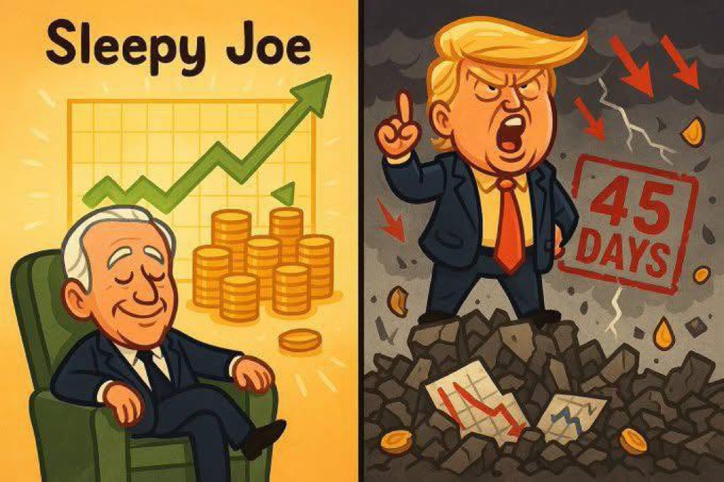 LiddleSavages's tweet photo. It only took Donald Trump 45 days to destroy the economy and fuck the American people.
#TrumpTariffs
#TrumpMarketManipulation https://t.co/s2C9MJwRWA