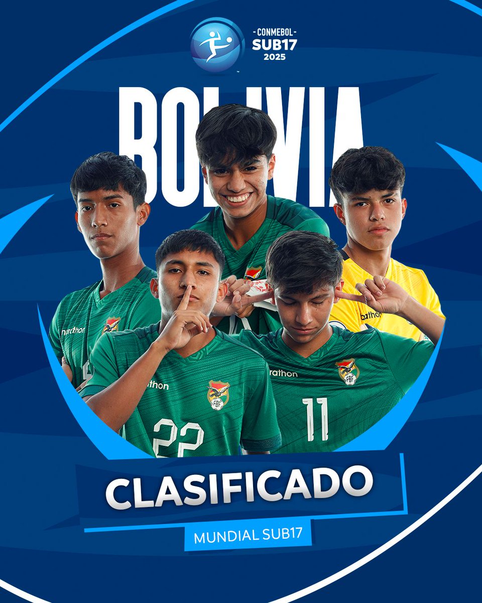 KarlaGareca's tweet photo. TRAS 39 AÑOS BOLIVIA JUGARÁ UN MUNDIAL JUVENIL 
La Selección Boliviana Sub 17 hizo historia en el Sudamericano de la categoría, tras vencer por la mínima a Ecuador, y así obtuvo el último  cupo de Conmebol y clasificó a la Copa del Mundo Sub17 que se jugará en Qatar. https://t.co/B9KkpuJkcF