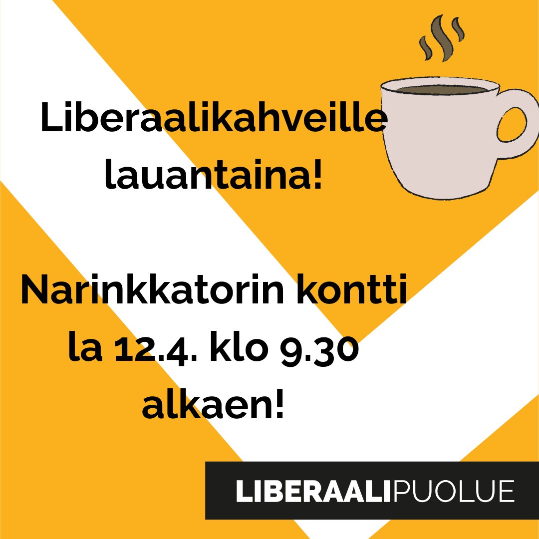 Liberaalikahveille lauantaina!
Narinkkatorin kontti, Helsinki | la 12.4. klo 9.30 alkaen

Liberaalipuolue tarjoaa aamukahvit Narinkkatorilla Helsingissä! Tule juttelemaan politiikasta, vapaudesta ja tulevaisuudesta tai vain nauttimaan kupillinen kuumaa ja hyvä seura.

#vaalit2025