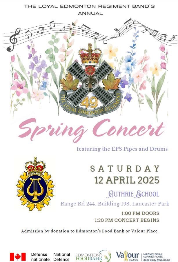 TheLoyalEddies's tweet photo. Please join the Loyal Edmonton Regiment Brass & Wind Band for its Spring Concert on Saturday, April 12th at 1pm at Guthrie School #Music #yegevent #loyaledmontonregiment #edmonton https://t.co/xTYGqhFlWR