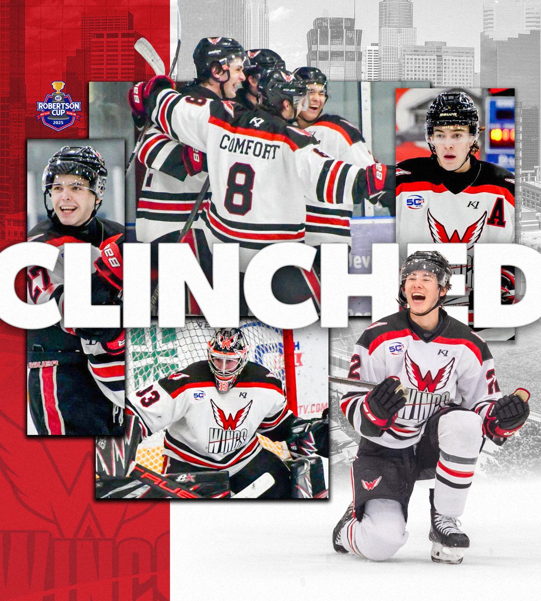 𝘾𝙇𝙄𝙉𝘾𝙃𝙀𝘿 ✅

The Wings take the last playoff spot in the Central Division! (📸: Laurie Stroh)

#RobertsonCup