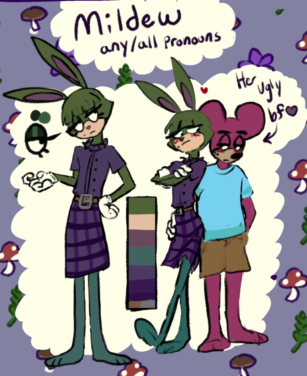 IggyfromIT's tweet image. New reference for Mildew. Some facts about her:
She loves plants but her favorites are molds and fungi. She runs a shop in Daisy Gardens and has a haters to hate-lovers (/silly) relationship with Sticky Lou! ❤️❤️
#toontown #yumeshiptwt