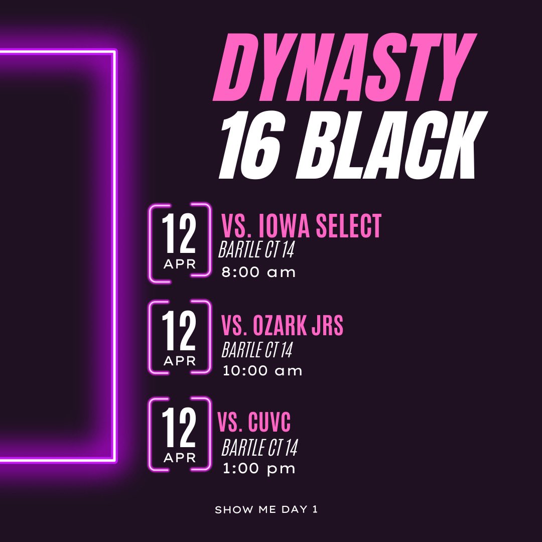 Ready for #showme 
<a href="/RecruitDynasty/">DynastyVBRecruiting</a> 
<a href="/dynastyvbc/">DYNASTY Volleyball</a> 
<a href="/PrepDigMO/">Prep Dig Missouri</a> 
<a href="/PrepVolleyball/">PrepVolleyball.com</a>