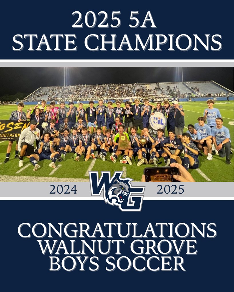 🎉⚽ STATE CHAMPS! 
Congratulations to the WGHS Boys Soccer Team on winning the State Championship! 🏆🔥This historic win makes them the first boys soccer team in Prosper ISD to bring home a state title—and we couldn’t be more proud! Way to make history, Wildcats! #prosperproud
