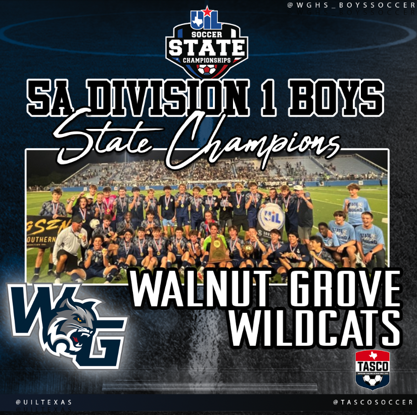 tascosoccer's tweet photo. Congratulations to the 2025 #UILState 5A Division 1 Boys Champions, the Wildcats from Walnut Grove!

#TASCO #TXHSSoc #TXHSSoccer @UILTexas @WGHS_BoysSoccer https://t.co/CqEWZdnzZs
