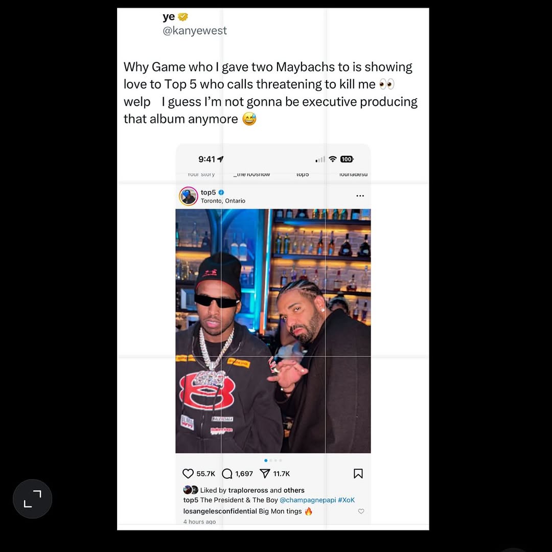 ComplexMusic's tweet photo. The Game sounds off on Kanye West after Ye called him out for supporting Top 5 https://t.co/JxKkXBD9gX
