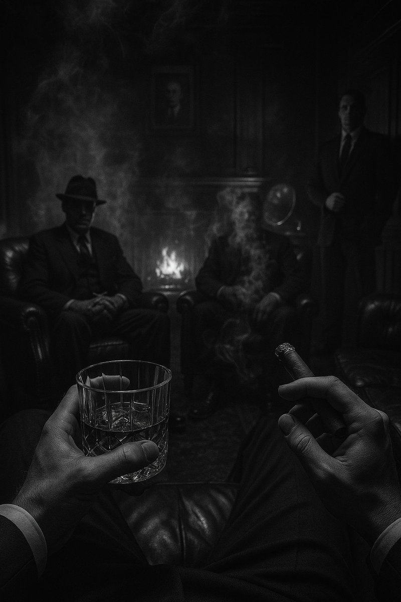 AI_Reelity's tweet photo. Decisions are made in the smoke. Respect isn't spoken, it's earned. 🥃💀 https://t.co/J8IP7KaWZ6