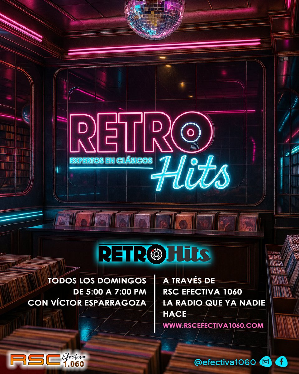 ProduccionesFC's tweet photo. RETRO HITS
EXPERTOS EN CLÁSICOS 
Con Víctor Esparragoza Sanabria,
Todos los domingos de 5 a 7 de la noche por https://t.co/vsYnOJx4rH 
La radio de los gochos en el mundo!
Detona recuerdos imborrables con exitos de los años dorados de la música mundial. https://t.co/yAxs2ecLzH