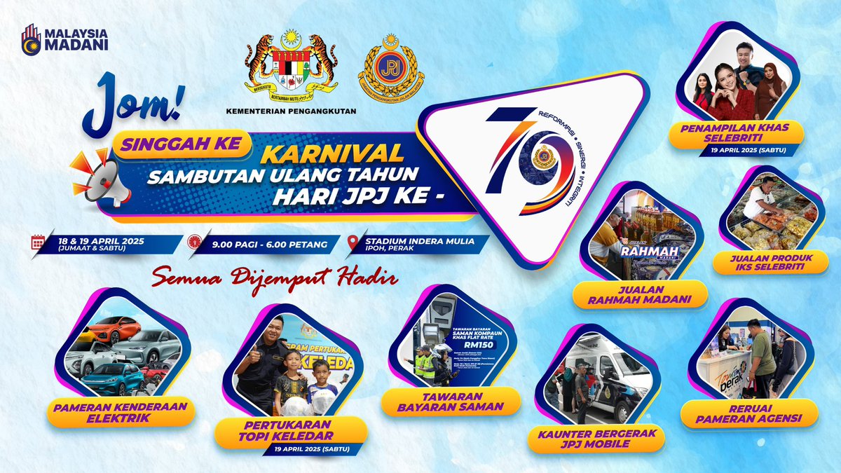 Jumpa anda di sana 🫵🏻

#HariJPJ79 #jpjmalaysia #motmalaysia #ReformasiSinergiIntegriti