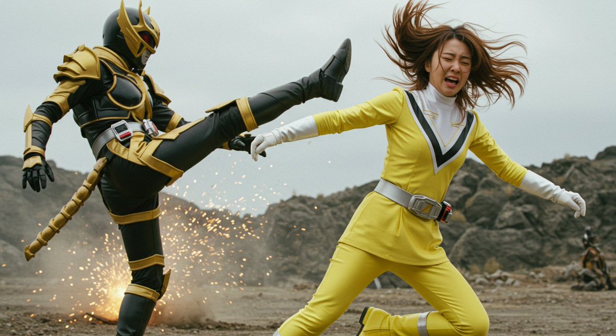 ヒロインピンチ #SuperHeroine #AIart イエロー vs 敵幹部 ③