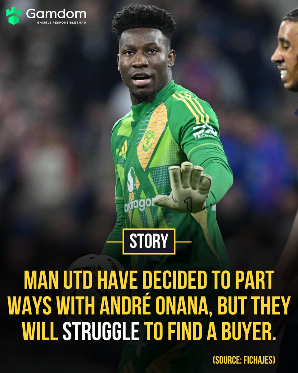 DeadlineDayLive's tweet photo. 🚨 𝗕𝗥𝗘𝗔𝗞𝗜𝗡𝗚: Manchester United have decided to part ways with André Onana after a series of errors. 👋

However, they will struggle to find a club willing to pay a transfer fee and the wages he would demand. https://t.co/wqO9FISbGQ