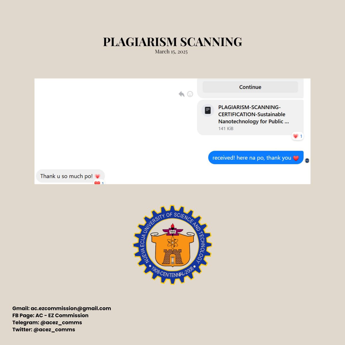 acez_comms's tweet photo. Turnitin plagiarism scanning with certificate 📝

📄 Status: OPEN (for research/thesis commissions!)

📩 For any inquiries, please don't hesitate to message us 💛 https://t.co/3tHj8SVRkb