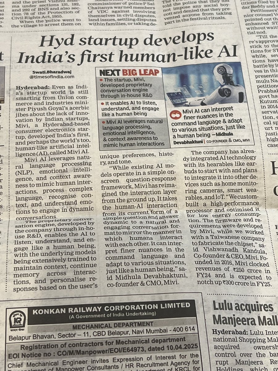 Midhula Devabhaktuni (@midhula_d) on Twitter photo Changing the human-Ai relationship. A first in the world, a leap for the country.
<a href="/PMOIndia/">PMO India</a> <a href="/narendramodi/">Narendra Modi</a> <a href="/AshwiniVaishnaw/">Ashwini Vaishnaw</a> <a href="/PiyushGoyalOffc/">Piyush Goyal Office</a> <a href="/timesofindia/">The Times Of India</a> Changing the human-Ai relationship. A first in the world, a leap for the country.
<a href="/PMOIndia/">PMO India</a> <a href="/narendramodi/">Narendra Modi</a> <a href="/AshwiniVaishnaw/">Ashwini Vaishnaw</a> <a href="/PiyushGoyalOffc/">Piyush Goyal Office</a> <a href="/timesofindia/">The Times Of India</a>