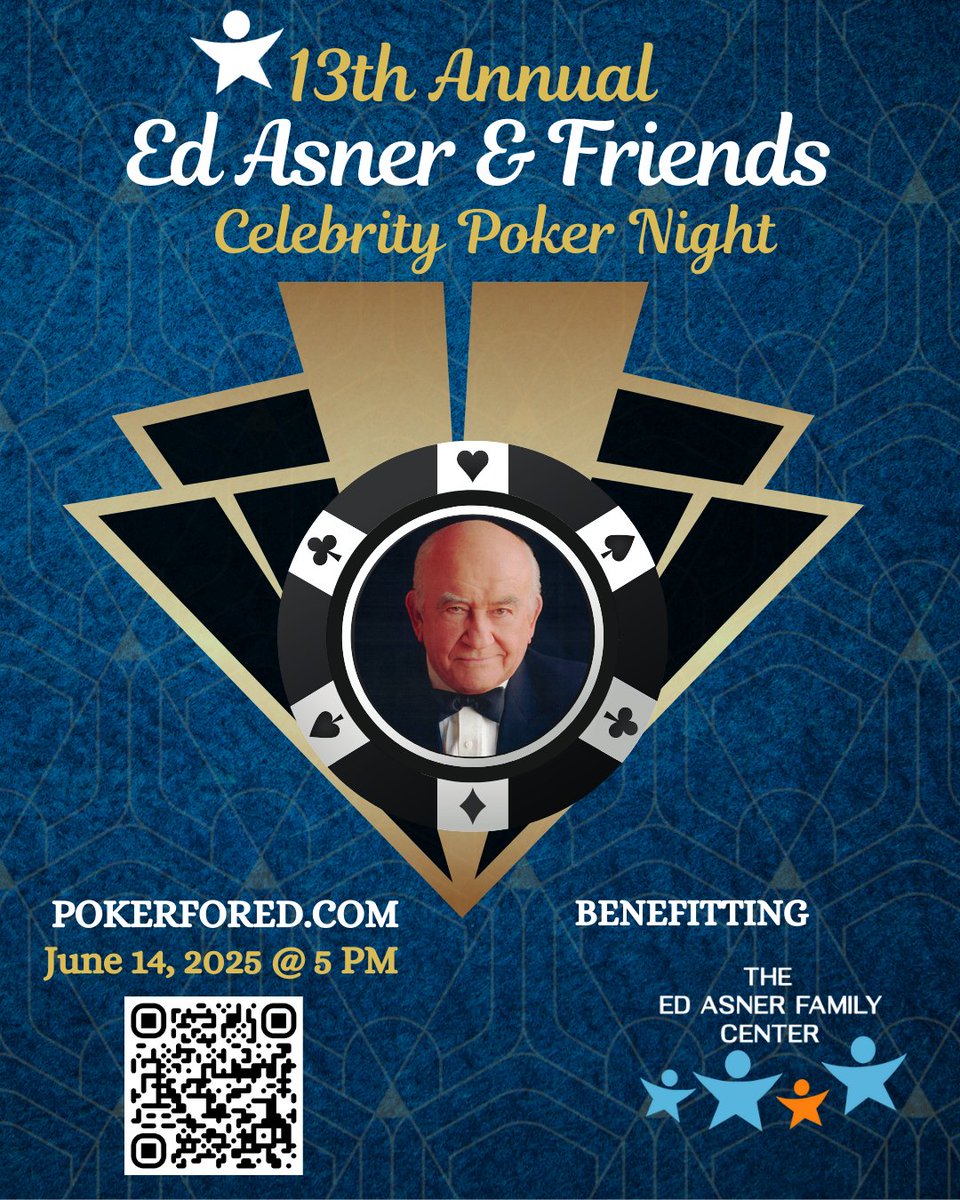 EdAsnerCenter's tweet image. ♠️ The 13th Annual Ed Asner & Friends Celebrity Poker Night is happening June 14 at the iconic Radford Studios!
This year, we’re proud to honor Michel LeChasseur of Ma’s Italian Kitchen for his incredible support and heartfelt dedication to our mission and community.
This…