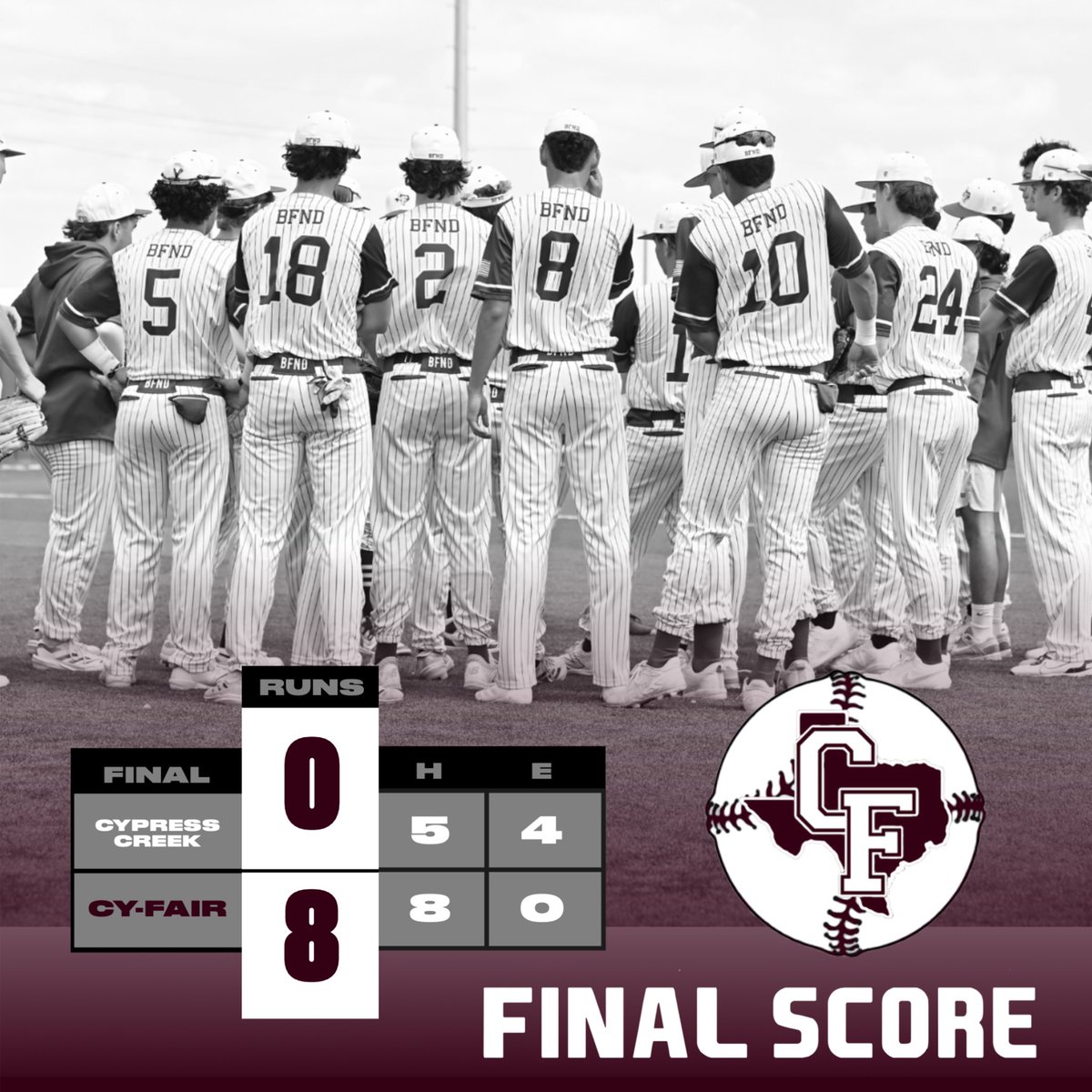 ⚡️BOBCATS WIN⚡️

Jordan Schoenvogel pitched 6 scoreless innings &amp; Tyler DeBoer  closed out the 8-0 win vs. Cypress Creek!

Schoenvogel also had 3RBIs &amp; Wade Sebek went 2-3 with an RBI!

#beCATS | #BFND | 🐾⚾️
