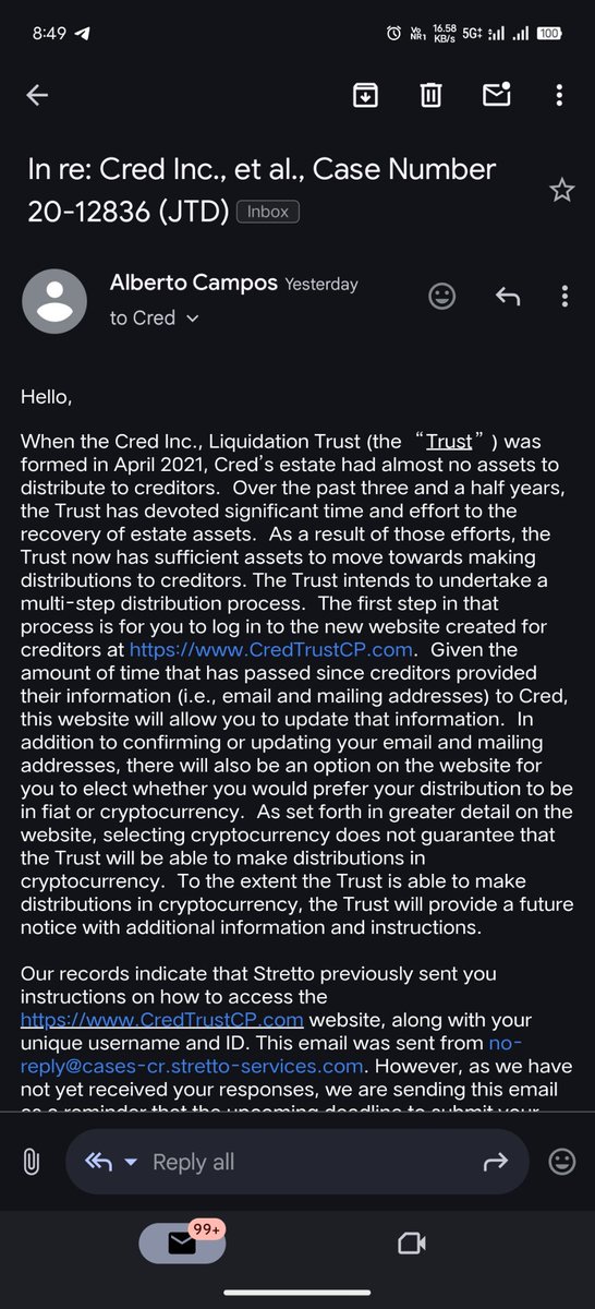 Ndm007skh's tweet photo. @yeswepump @UpholdInc I received a mail yesterday regarding cred, but i understand nothing. Maybe it's a fraud. https://t.co/S5XjQGQLDU