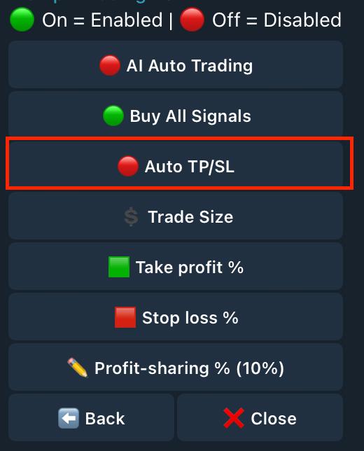 TrumpX_Official's tweet photo. ⚙️ New Feature: AI Signal Auto TP/SL

ou can now automate your TP/SL strategy directly from AI Signals! 🎯

Auto TP/SL Setting:

🟢 ON – TP/SL orders will be auto-created based on your pre-set levels for each risk tier.
🔴 OFF – You’ll need to manually set TP/SL using Limit Order or Instant Swap.