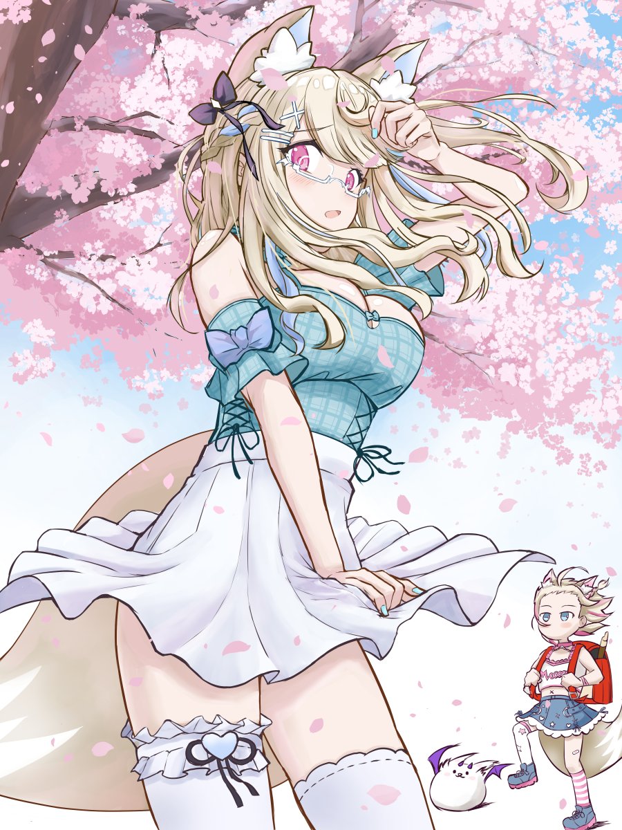 🌸桜とフワモコちゃん🐾(FUWAMOCO with cherry blossoms) #FWMCpix #hololive #ホロライブ #イラスト