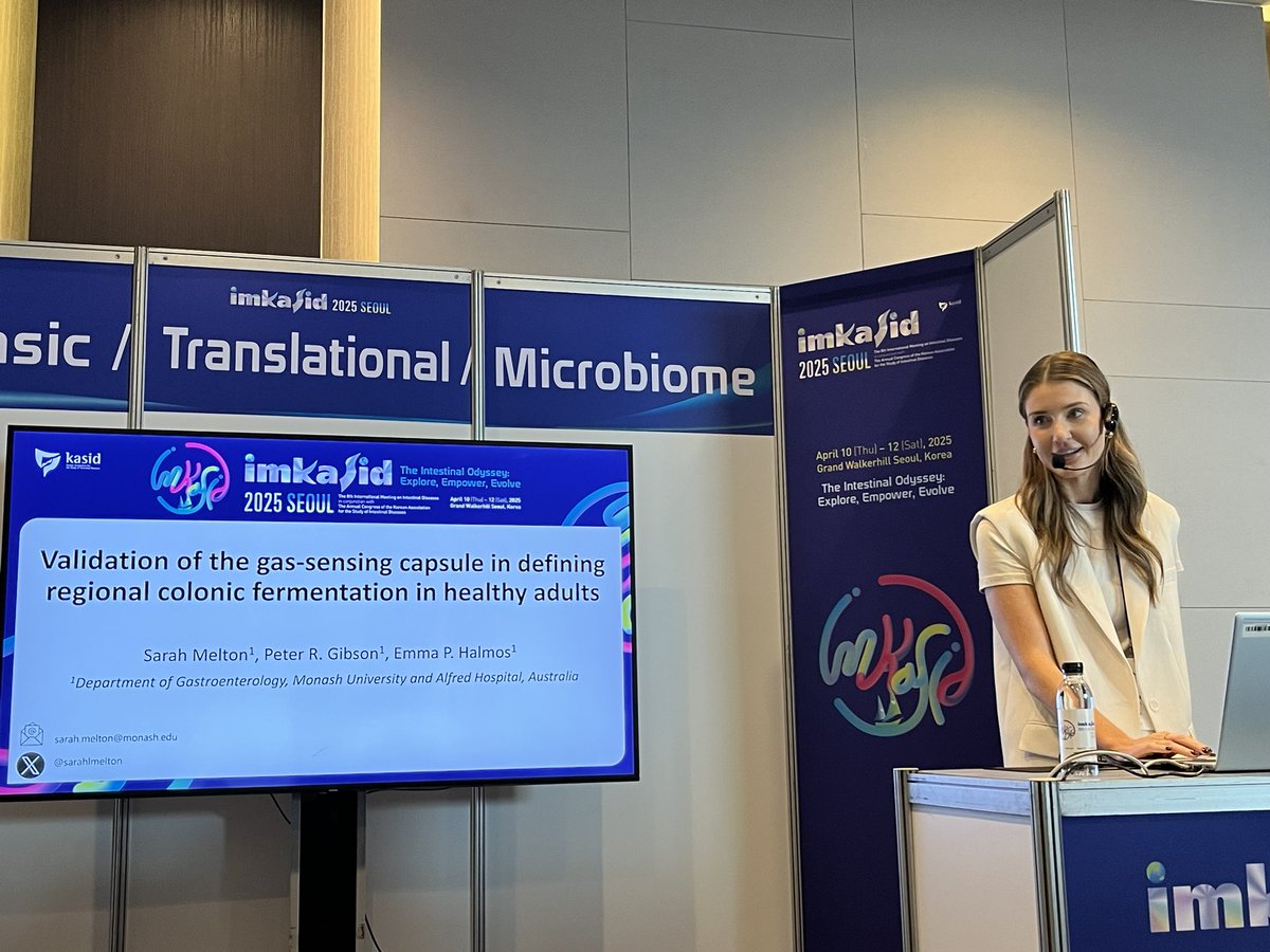 Emma Halmos (@emmahalmos) on Twitter photo <a href="/sarahlmelton/">Sarah Melton</a> presenting data <a href="/imkasidkorea/">IMKASID</a> showing the <a href="/AtmoBio/">Atmo Biosciences</a> gas sensing capsule 💊 detects regional gas patterns and transit time differences in healthy subjects on EEN and fibre-containing EEN. #imkasid2025 <a href="/sarahlmelton/">Sarah Melton</a> presenting data <a href="/imkasidkorea/">IMKASID</a> showing the <a href="/AtmoBio/">Atmo Biosciences</a> gas sensing capsule 💊 detects regional gas patterns and transit time differences in healthy subjects on EEN and fibre-containing EEN. #imkasid2025
