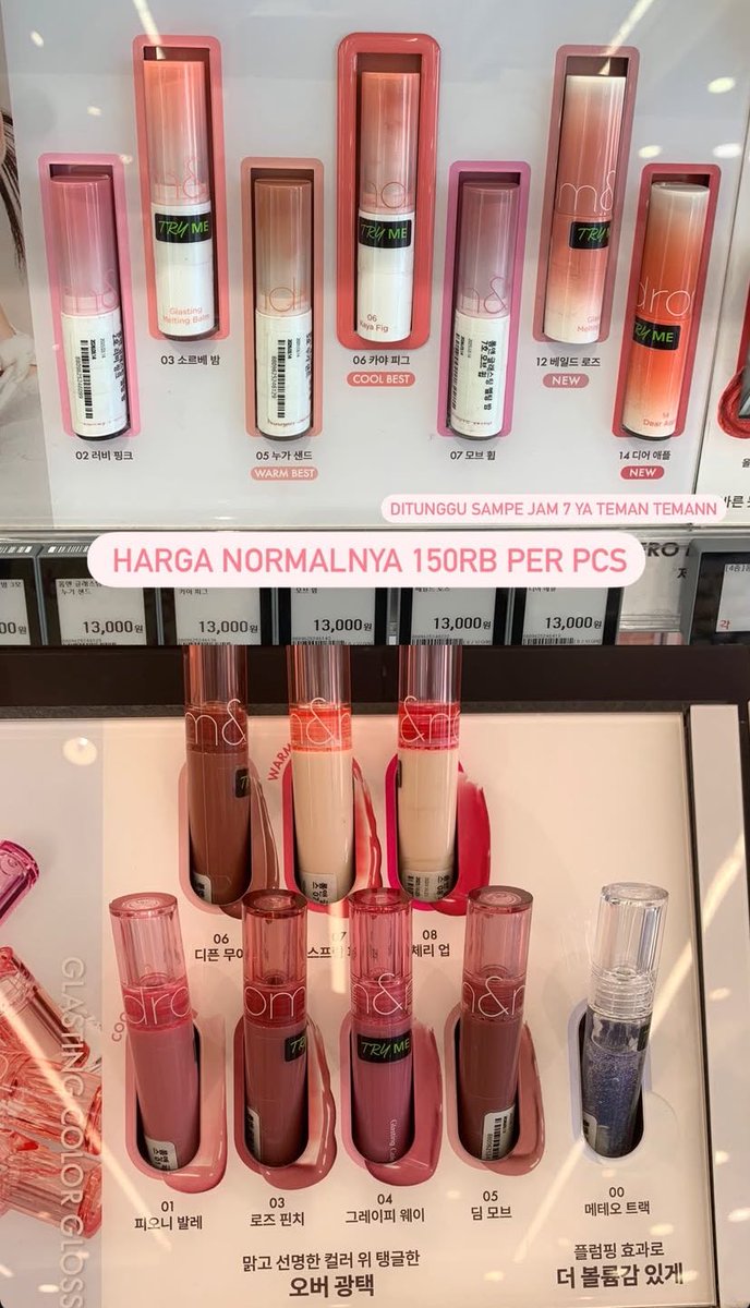 urgfrightnow's tweet photo. #jastipkorea
#rom&amp;an
#jastipmakeup

Jastip korea makeup rom&amp;an cuma 270k udah dapet 3 product Lip Gloss, Lip Balm, dan Eye Pallete cuma 300k aja!!

Dom: Jakarta
Pulang ke Indonesia: 22 Juni 2025 https://t.co/LyOWfZhcIc