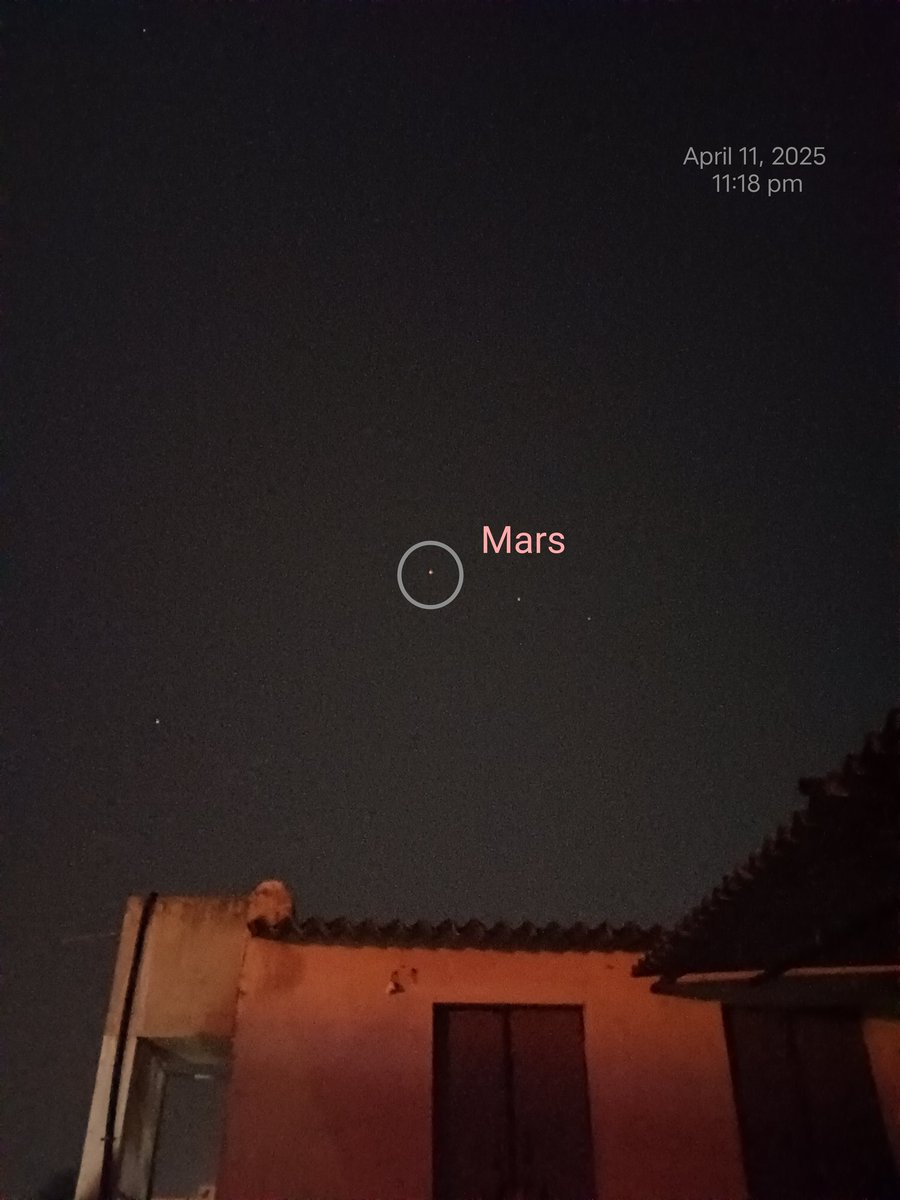 KadamPrajapati's tweet photo. Unexpectedly મંગળ દર્શન while sleeping
🧐 🛌🏻 😊
While sleeping on the terrace, I suddenly saw #Mars planet.
(April 11, 2025; 11:18 pm) https://t.co/lsDKgEZQ9R