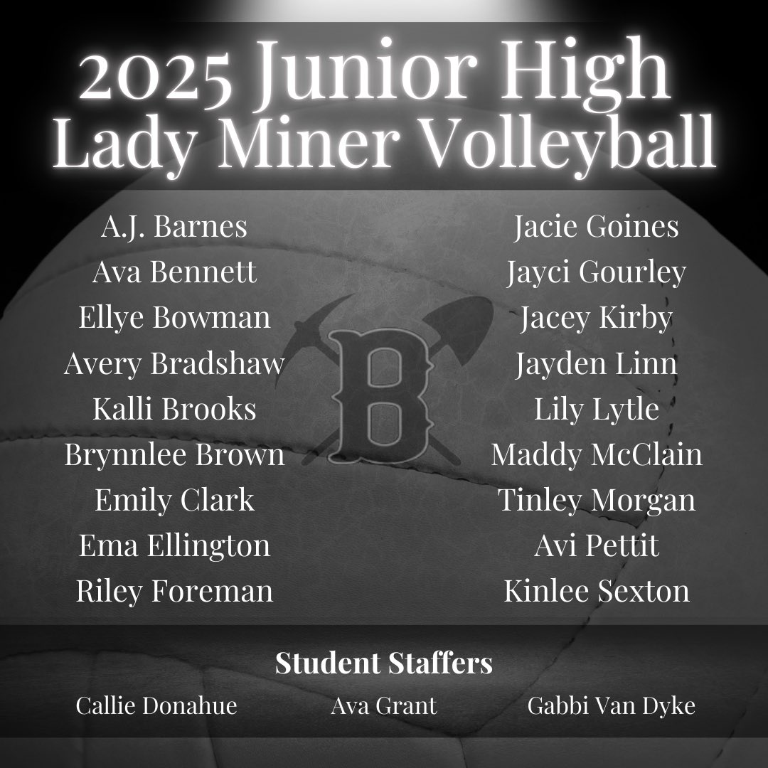 **BREAKING**

Introducing the 2025 Jr. High Volleyball Lady Miners.  Congratulations Ladies!  

#LadyMinerVolleyball
#Bauxite 
#ACE2