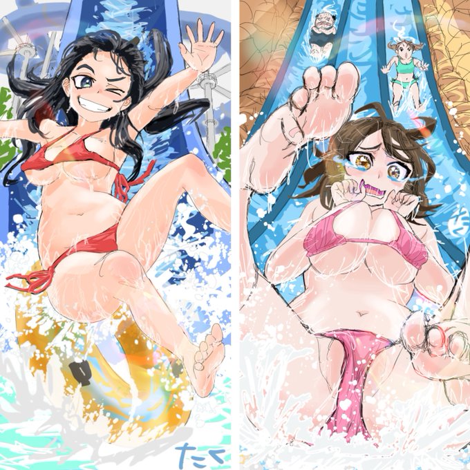 水着ガールズ4🎢
#イラスト #illustration 