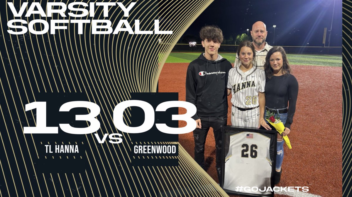 TL Hanna Sports Updates (@tlh_updates) on Twitter photo Senior Night win for the Jackets over Greenwood. TL Hanna honored their one senior Sadie Moon after the run rule win. Harmoni Harvey was 2-3 with 2 runs and 2 RBIs, Hannah Davis was 3-4 with a double and 3 RBIs. Emma Williams went the distance with 7 strikeouts. <a href="/TLHanna_AD/">Thomas Bell</a> Senior Night win for the Jackets over Greenwood. TL Hanna honored their one senior Sadie Moon after the run rule win. Harmoni Harvey was 2-3 with 2 runs and 2 RBIs, Hannah Davis was 3-4 with a double and 3 RBIs. Emma Williams went the distance with 7 strikeouts. <a href="/TLHanna_AD/">Thomas Bell</a>