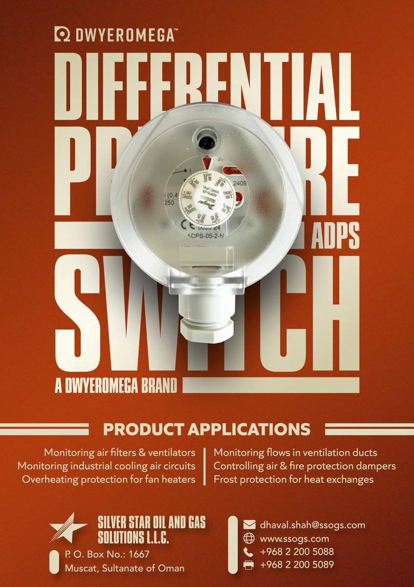 Introducing <a href="/DwyerInstrument/">Dwyer Instruments</a>  ADPS Series – Adjustable Differential Pressure Switch

Looking for a reliable &amp; easy-to-use Differential Pressure Switch for your HVAC and Industrial Air Handling Systems?

📩 dhaval.shah@ssogs.com | +968 9649 3665

#HVAC #DifferentialPressureSwitch