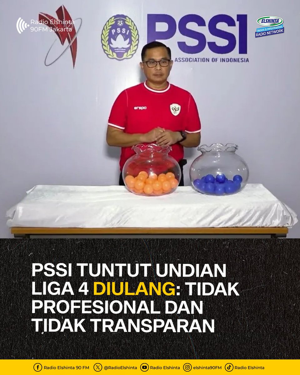 RadioElshinta's tweet photo. Persatuan Sepakbola Seluruh Indonesia (PSSI) menyoroti pelaksanaan drawing kompetisi Liga 4 yang dinilai berlangsung secara tidak profesional dan tidak transparan. PSSI menilai kejadian ini mencederai semangat fair play serta merusak kepercayaan terhadap sistem kompetisi sepak bola nasional.

“Kami menyesalkan pelaksanaan drawing Liga 4 yang berlangsung secara tidak profesional dan tidak transparan. Jangan pernah main-main dengan kompetisi Liga! Demi menjunjung fair play dan integritas kompetisi, kami mendesak agar dilakukan drawing ulang dengan prosedur yang jelas, adil, dan melibatkan semua pihak terkait,” tegas Erick Thohir di Jakarta, Jumat (11/4) 

“Demi menjunjung fair play dan integritas kompetisi, kami mendesak agar dilakukan drawing ulang dengan prosedur yang jelas, adil, dan melibatkan semua pihak terkait,” ujar Erick dalam laman PSSI.

PSSI juga akan melakukan evaluasi menyeluruh terhadap pihak penyelenggara drawing Liga 4 dan memastikan bahwa kejadian serupa tidak terulang kembali di masa mendatang.
