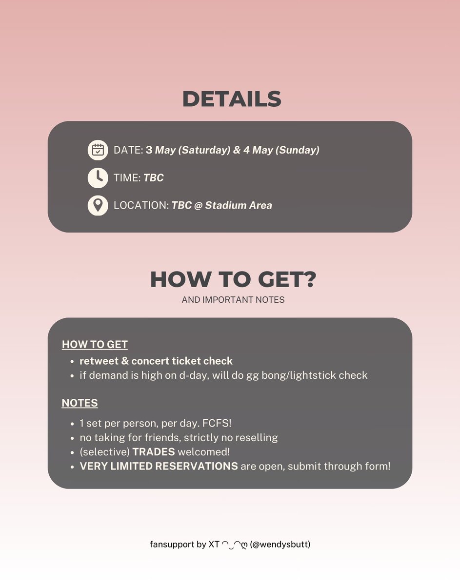 wendysbutt's tweet photo. i’ll be giving out free taeyeon photocard sets &amp; limited taenggeu keyrings on both concert days as fansupport! more details in the pics :)

🗓️: 3 &amp; 4 may
🦋: retweet &amp; show concert ticket to claim

limited reservations open: https://t.co/DcBHyYp1dX

#TAEYEON_TheTENSE_in_SINGAPORE https://t.co/ghZ4WL9RS4
