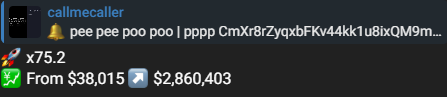 4AM_Channel's tweet photo. 🚨 VIP BOT called $PPPP - pee pee poo poo early at just $38K MC 

Now it has pumped at $2.7M+ 🚀 — that's a 72x move!

Catching gems before the hype 🔥

💎 VIP hits different

#Solana #CryptoGains #4AMVIPBOT #AlphaCaller #PPPP https://t.co/A9XhFUkr0I
