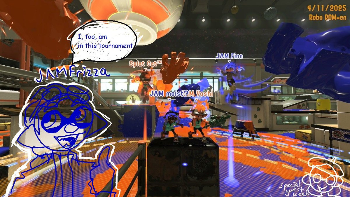 JAM_Spl's tweet photo. WE WON A41 BRONZE BRACKET !! YIPPEE :D GGs everyone !!
Eb - "Zap one trick for today"
Frizz - had to leave- he's okay tho :3
Yoshi - "Hammer."
Cat - "my fit is ASS!!!"
Finn - "cblast or bust" https://t.co/cX7hr6XgMF