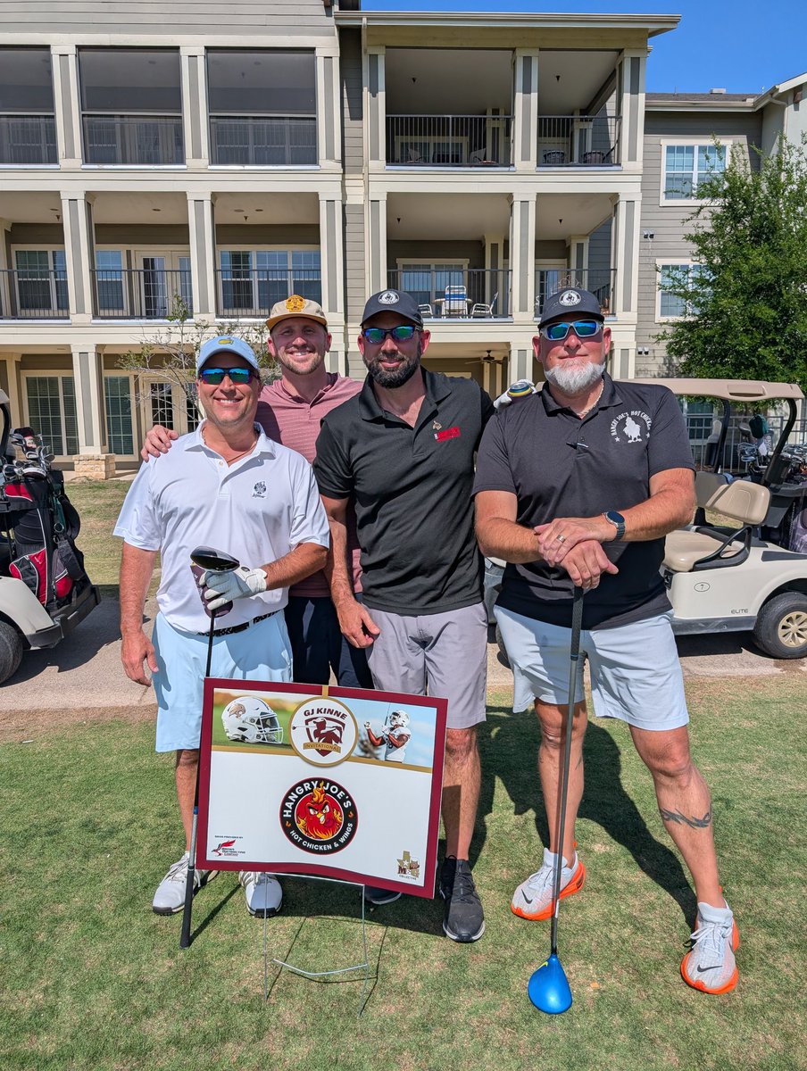 Had a great time with <a href="/Golden_NIL_/">M&G Collective</a> and <a href="/TXSTATEFOOTBALL/">Texas State Football</a> today at the <a href="/GJKinne/">GJ Kinne</a> golf tournament. It was so great playing with <a href="/CoachWillBryant/">Will Bryant</a> and meeting so many Bobcats and supporters!
#takebacktexas
#eatemup