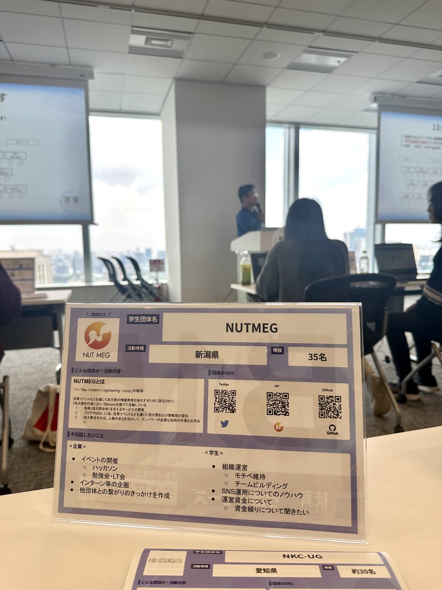 nutfes_nutmeg's tweet photo. 本日は東京・虎ノ門ヒルズにて「学生団体交流会2025【春】」に参加しています！

#NUTMEG #学生団体交流会 https://t.co/iyAHopLnxd