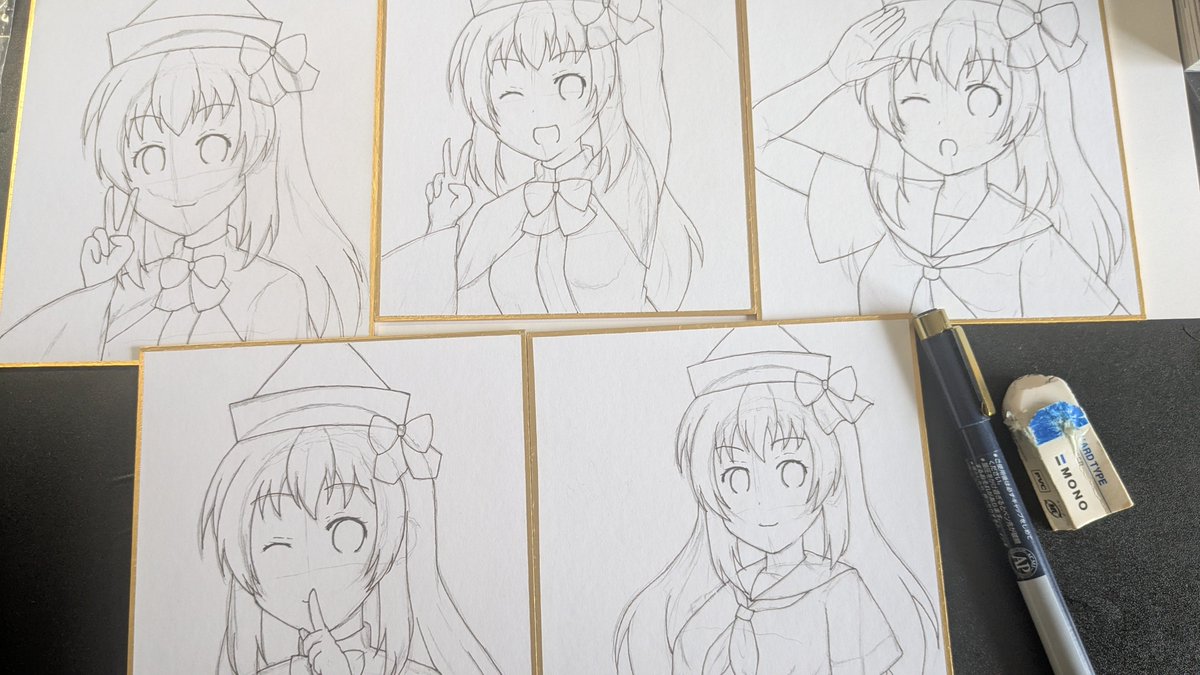 ハッピーバースデー🎉ですが、やってることは色紙を描いております!今日はペン入れの日!!特別な日でも普通に絵が描けるだけでも嬉しいものですね!! 