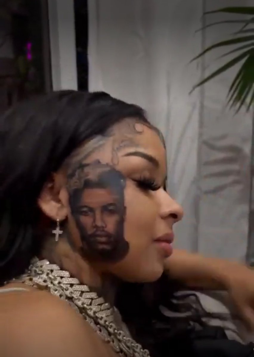 alluring_lines1's tweet photo. For love, would you tattoo your man's face on your face? https://t.co/vaWthCEeNn