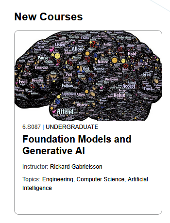alby13's tweet image. Free, no account needed, AI OpenCourseWare Learning!

- Foundation Models and Generative AI videos
#AIEducation #AIClass #AILearning #AICourse 

Main website: ocw.mit.edu
AI Course: futureofai.mit.edu