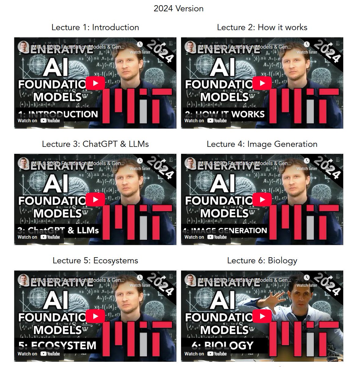alby13's tweet image. Free, no account needed, AI OpenCourseWare Learning!

- Foundation Models and Generative AI videos
#AIEducation #AIClass #AILearning #AICourse 

Main website: ocw.mit.edu
AI Course: futureofai.mit.edu