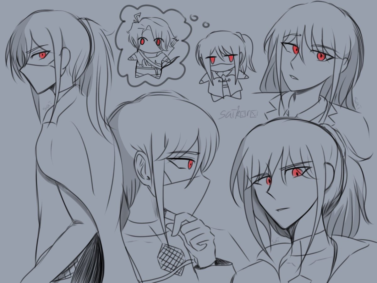 3aikor9's tweet image. silly despair au sketch