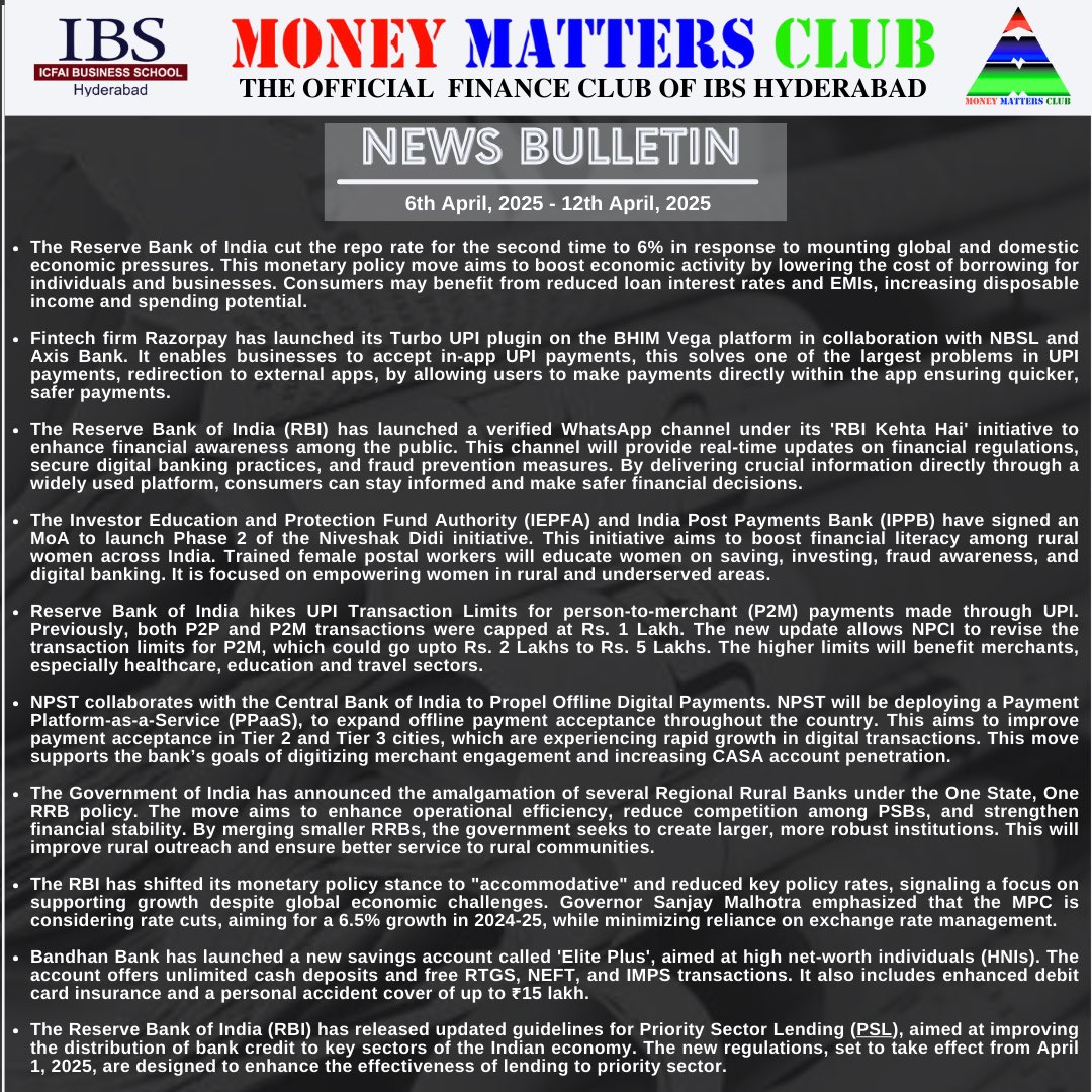 MMCibsHyd's tweet photo. News highlights of the week 🗞📰

Happy Reading😇

#MoneyMattersClub
#IBSHyderabad
#BeyondTheRealmsOfFinance
#NewsInShort
#FinanceNews
#WeeklyUpdate
#OfficialFinanceClub
#NewsBulletin https://t.co/ESyR1n5VUo