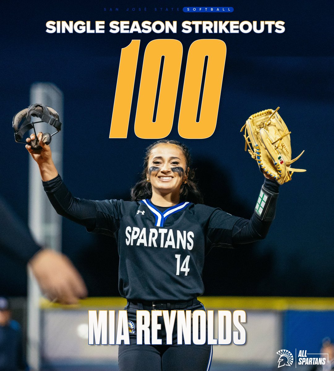 SanJoseStateSB's tweet photo. 💯single season strikeouts for Mia Reynolds! ⚔️

#AllSpartans https://t.co/MckLGxb8sS