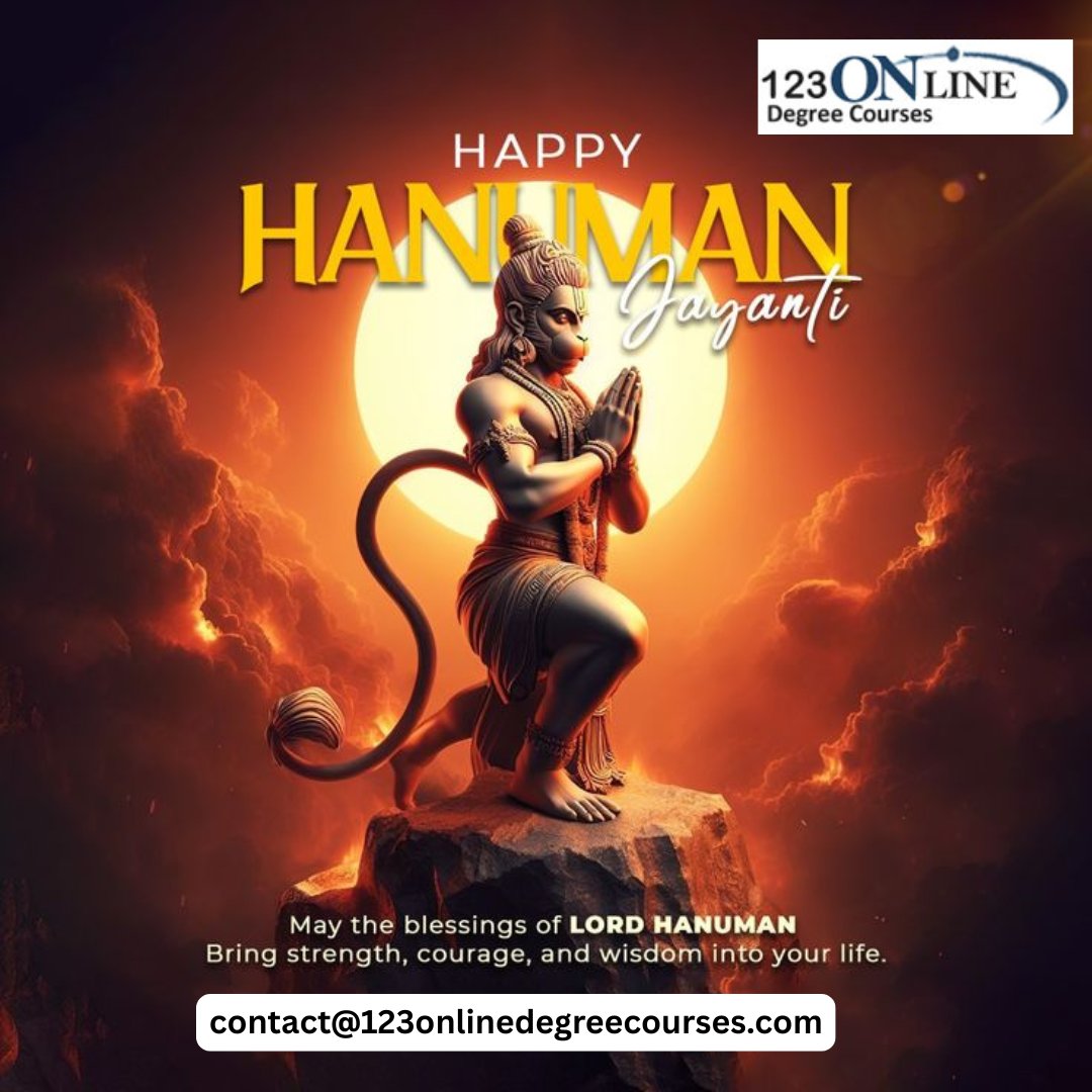 123_odc's tweet photo. Let us celebrate the birth of the mighty Hanuman, the symbol of devotion and strength.
#HanumanJayanti2025 #StrengthAndDevotion #LordHanuman #HanumanBhakt #
#OnlineLearnin #123onlinedegreecourses #OnlineCourses2025 https://t.co/ulf3dBHzfg