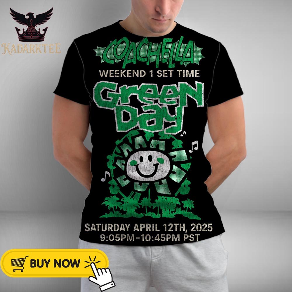 Kadarktee's tweet photo. Green Day x Coachella Festival 2025 Weekend 1 Set Time On April 12th 2025 Artwork For Fan All Over Print Shirt #Coachella2025 
>>>Check it here: https://t.co/jPFxezy3YS https://t.co/Hup3l3P9sr