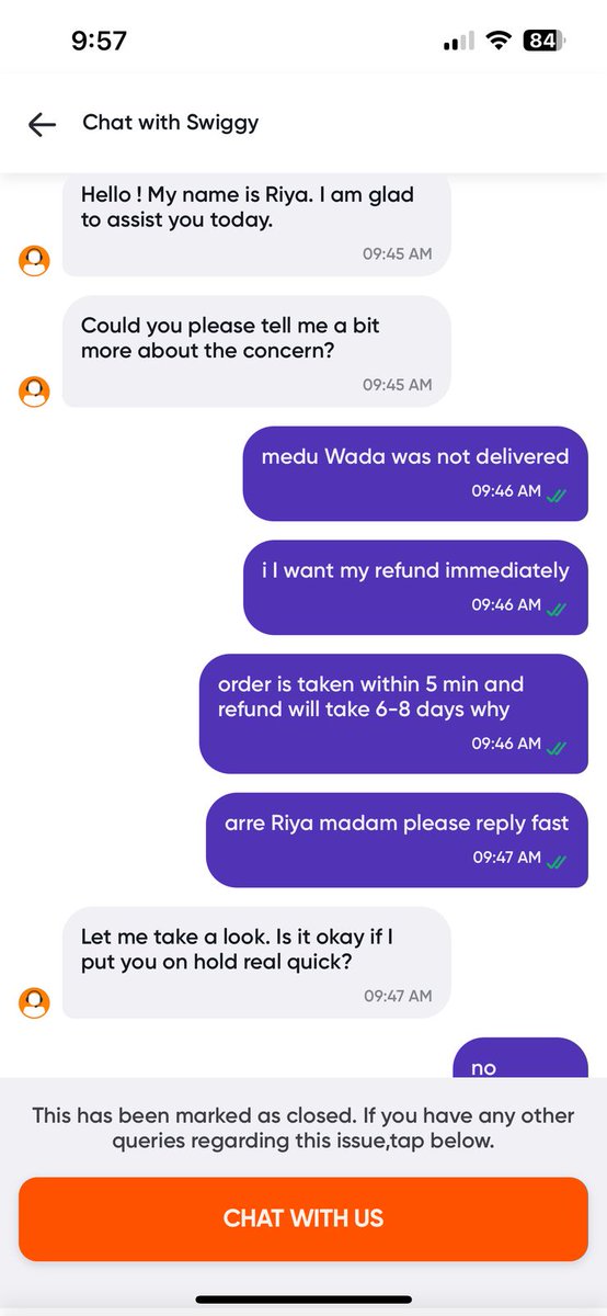 UTKARSH_KASHYAP's tweet photo. @Swiggy @SwiggyCares Scammer swiggy hs introducd a bot 2 nt refund money for undelivered order on which they charge platform fee &amp; taxes on undeliverd order.Their Customer care closed chat without resolution.Their refund will take 8 days bt they wnt instant money for orders. https://t.co/JDbe5Eg2z8