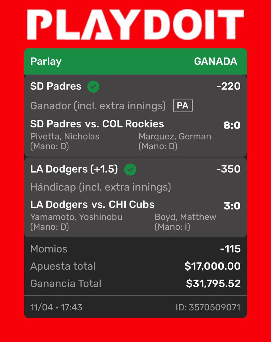 XdripX69's tweet photo. 🤑🤑🤑Todos dando Follow para mas picks #mlb #green #playdoit #dodger #parlay https://t.co/srPC71vodg